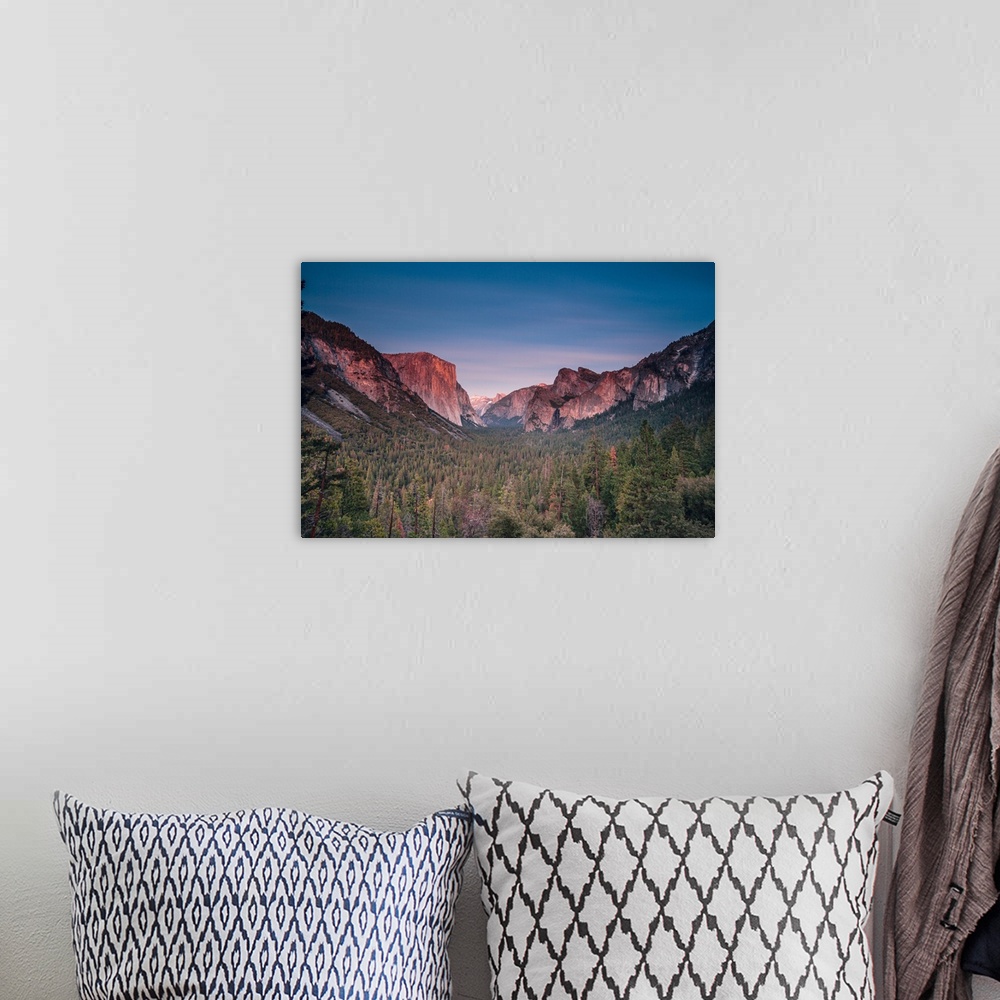 A bohemian room featuring Half Dome in sunset from Tunnel View of Yosemite National Park, California.