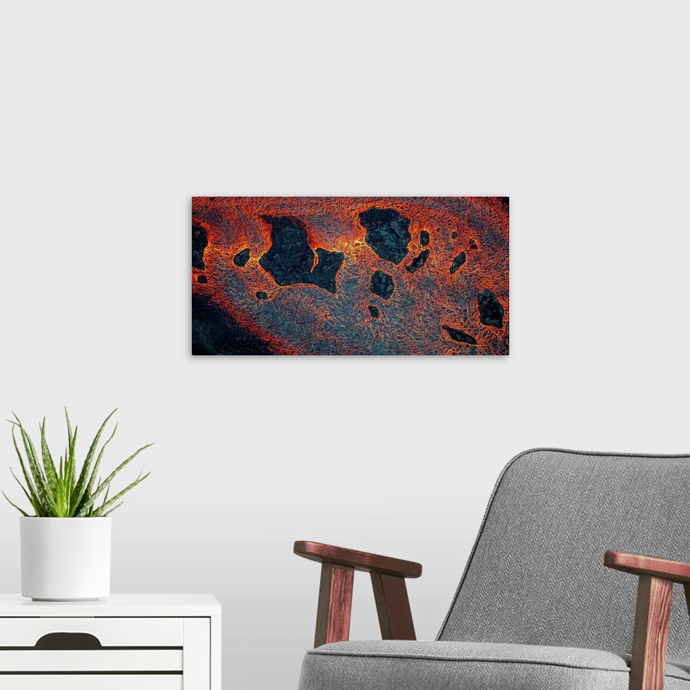 A modern room featuring USA, Hawaii, Kilauea East Rift Zone lava flows and fissures.
