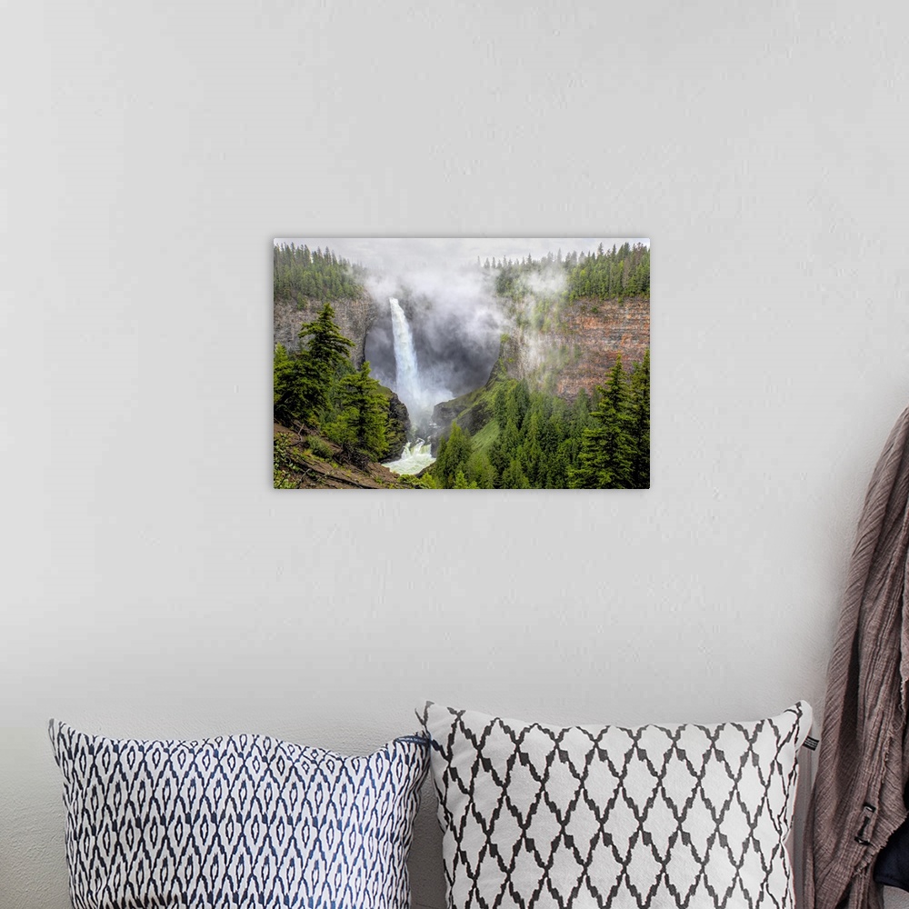 A bohemian room featuring Helmcken Falls at Wells Grey Park, BC