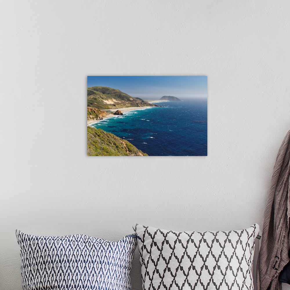 A bohemian room featuring Big Sur Coast with Coastal Route 1 and the Point Sur Lighthouse, California, USA.