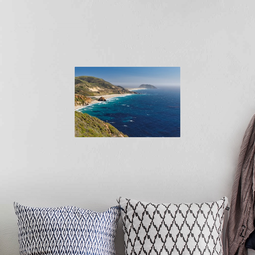 A bohemian room featuring Big Sur Coast with Coastal Route 1 and the Point Sur Lighthouse, California, USA.