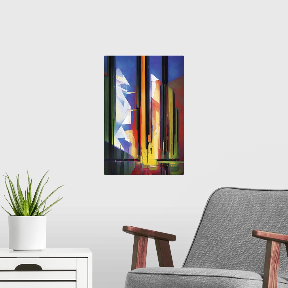 A modern room featuring Abstract photo made to look like an abstract oil painting in post-processing. The image is an imp...