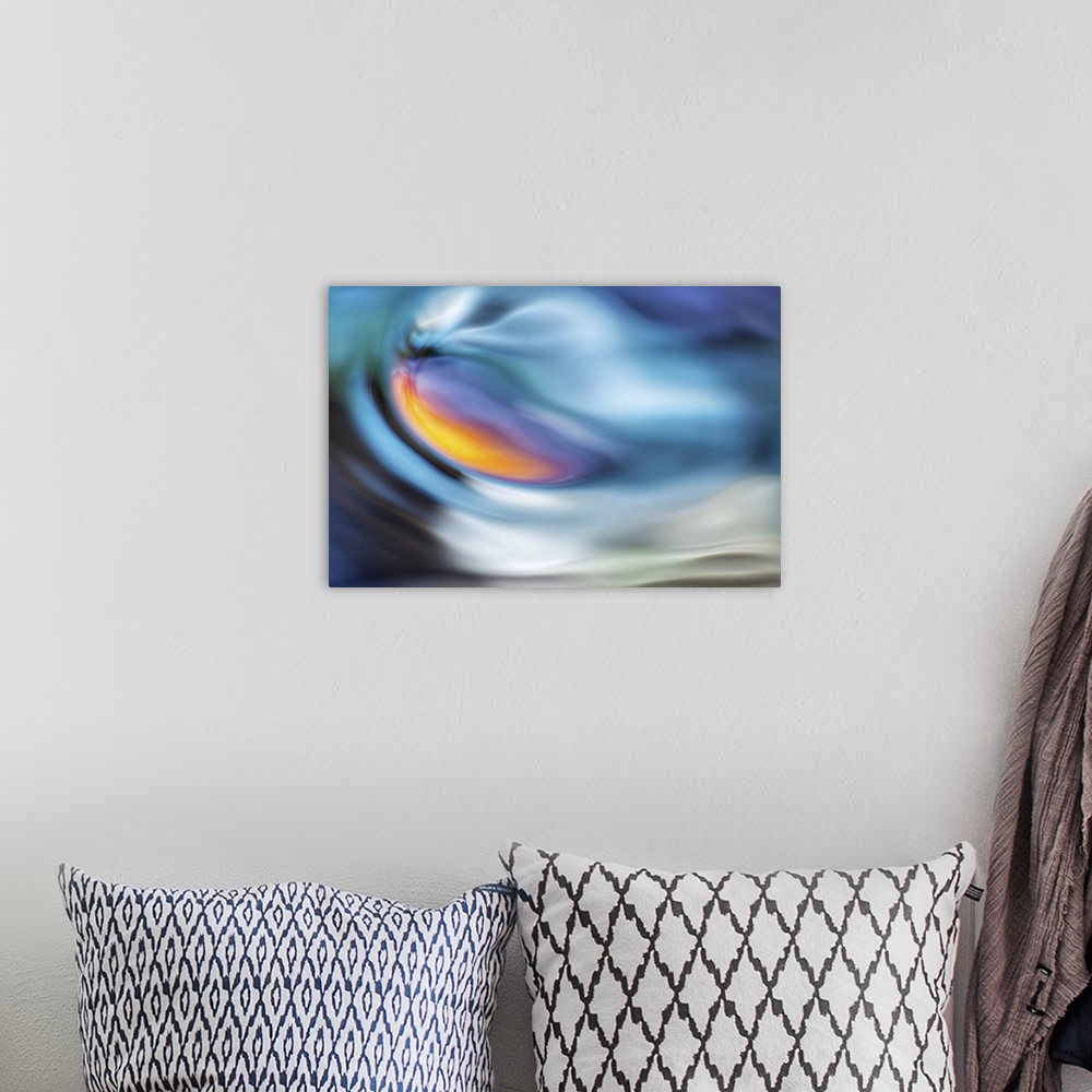 A bohemian room featuring Abstract of a strange sky above calm waters.