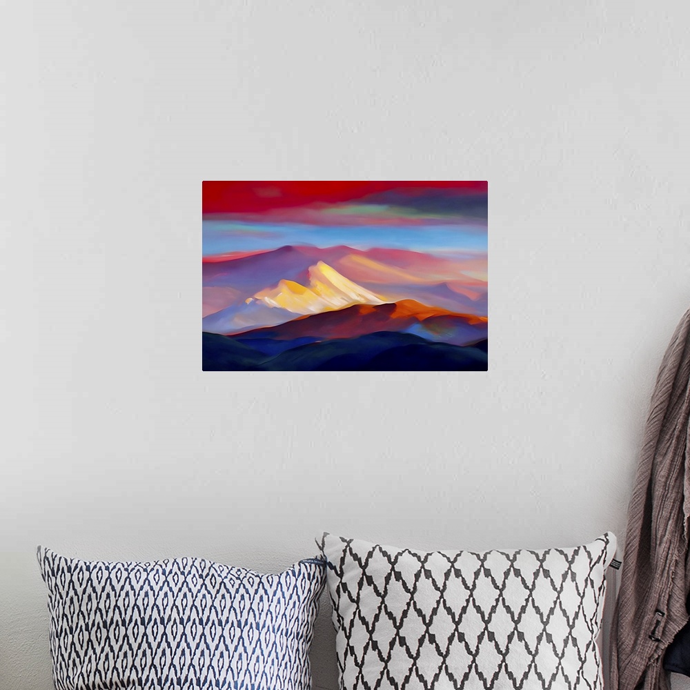 A bohemian room featuring Abstract image of mountains close to where I live. This is a re-work of an older image. This vers...