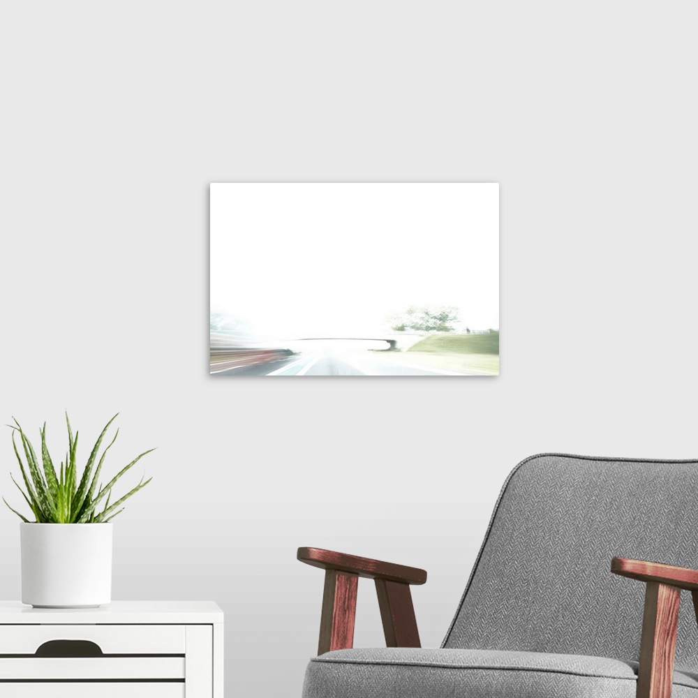 A modern room featuring Artistically blurred photo. Two roads cross without being connected. A crossing between different...