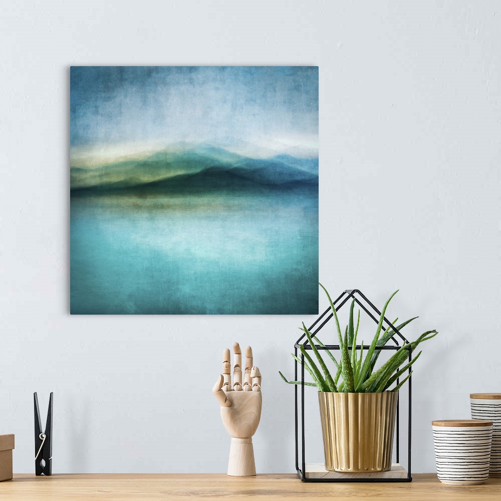 A bohemian room featuring Seascape abstract.