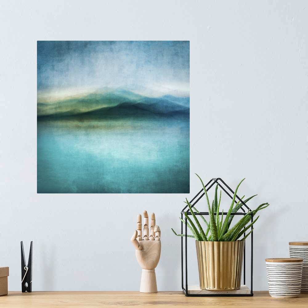 A bohemian room featuring Seascape abstract.
