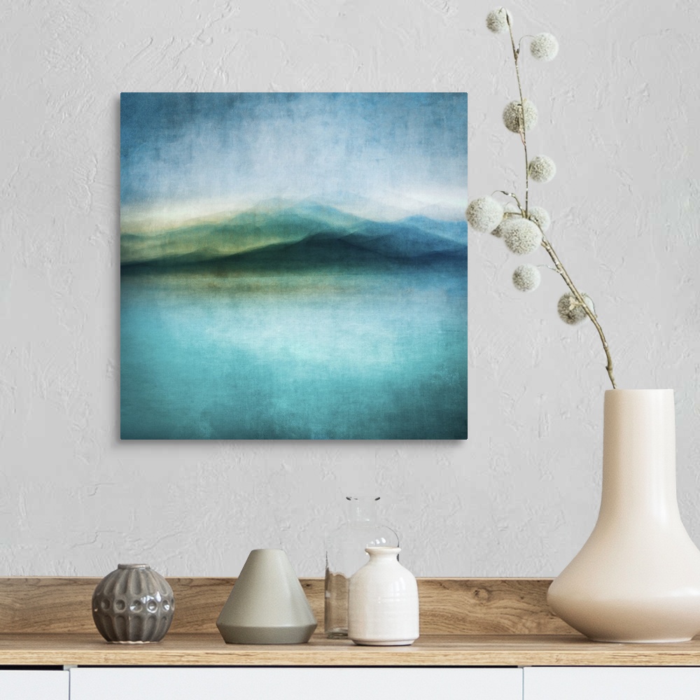 A farmhouse room featuring Seascape abstract.
