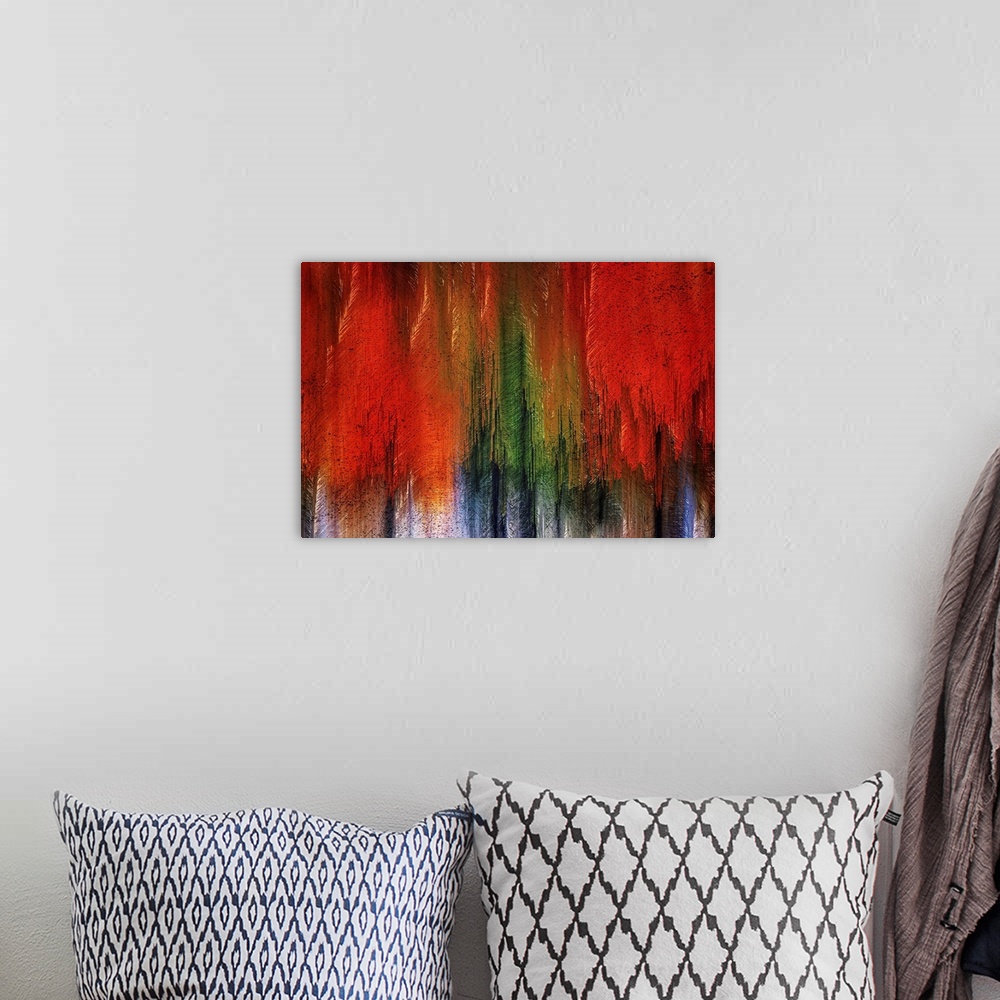 A bohemian room featuring Abstract fine art image of Autumn trees and textures from Kootenay National Park.