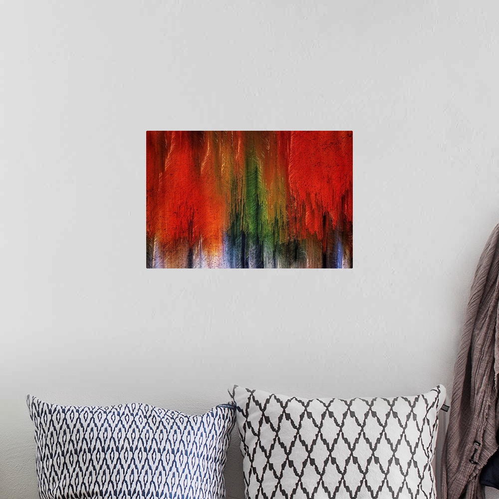 A bohemian room featuring Abstract fine art image of Autumn trees and textures from Kootenay National Park.