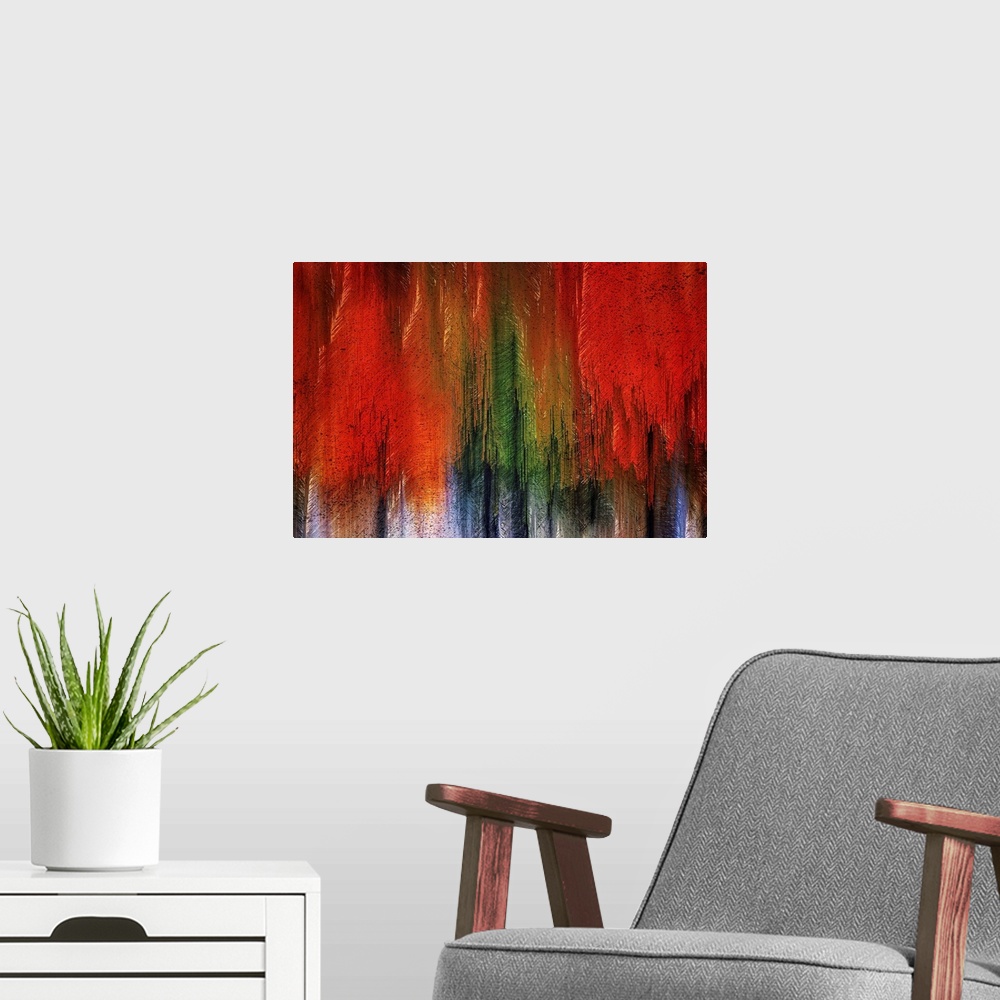 A modern room featuring Abstract fine art image of Autumn trees and textures from Kootenay National Park.