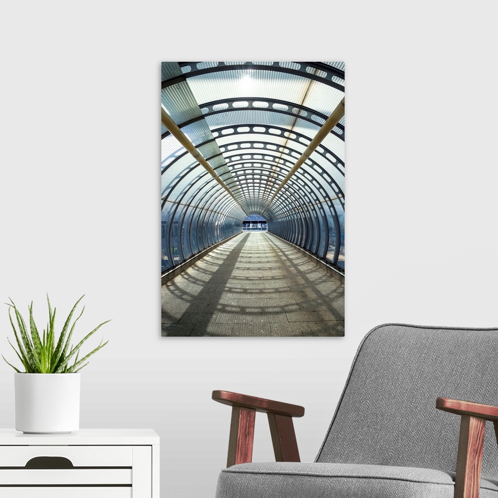 A modern room featuring Photograph of a architectural details looking through a tunnel.