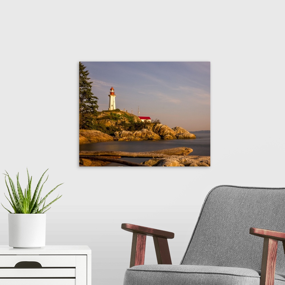 A modern room featuring Sunset at Lighthouse Park, West Vancouver, British Columbia, Canada