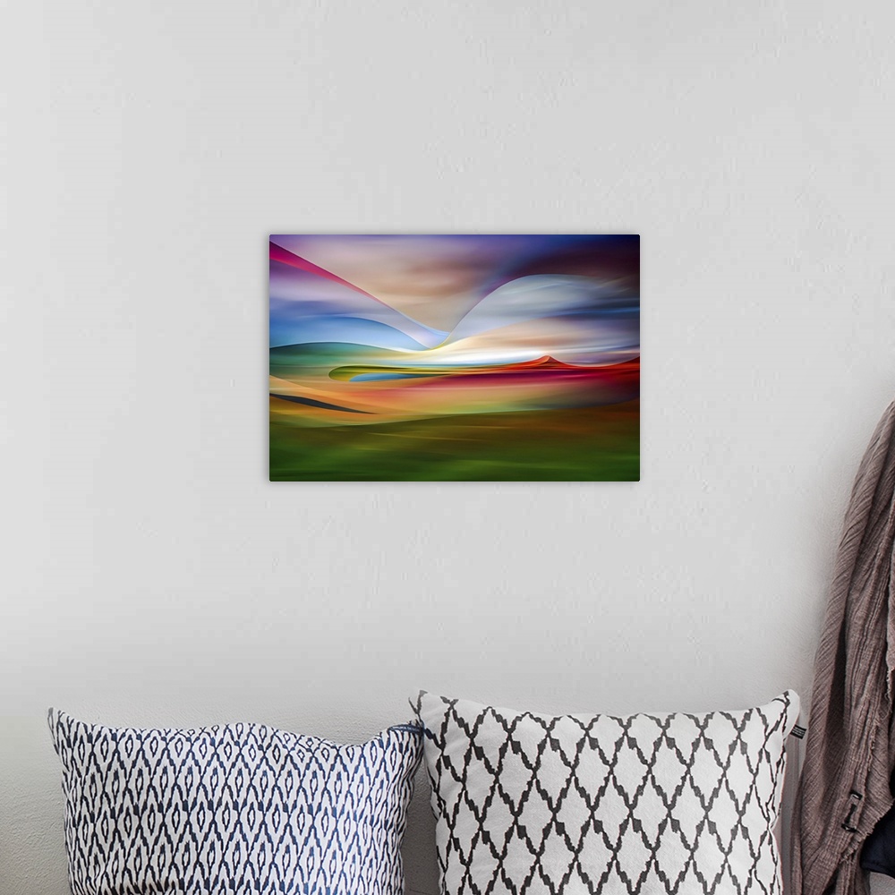 A bohemian room featuring Abstract image of Steptoe Butte in the Palouse area of the USA. This is a re-work of an older ima...