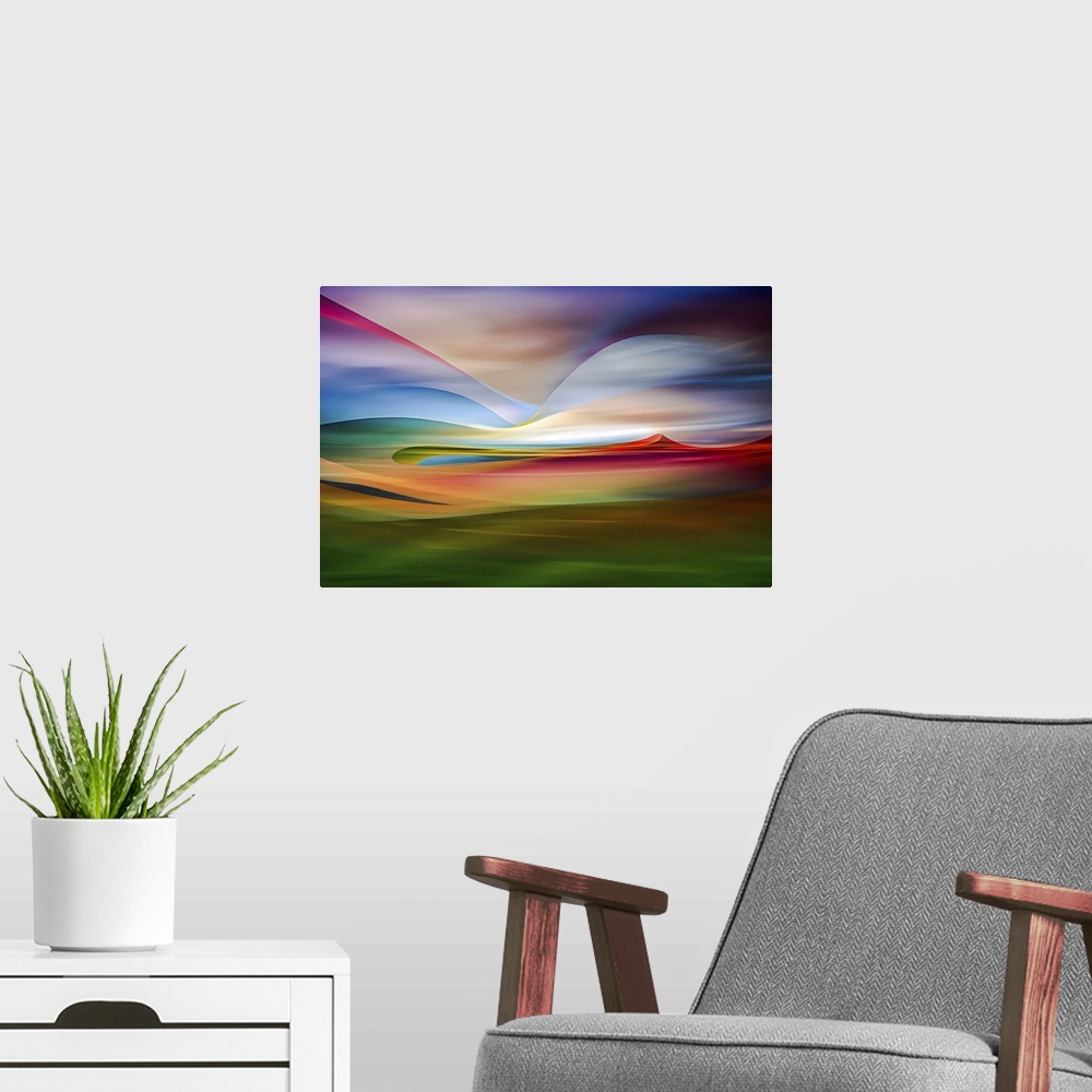 A modern room featuring Abstract image of Steptoe Butte in the Palouse area of the USA. This is a re-work of an older ima...