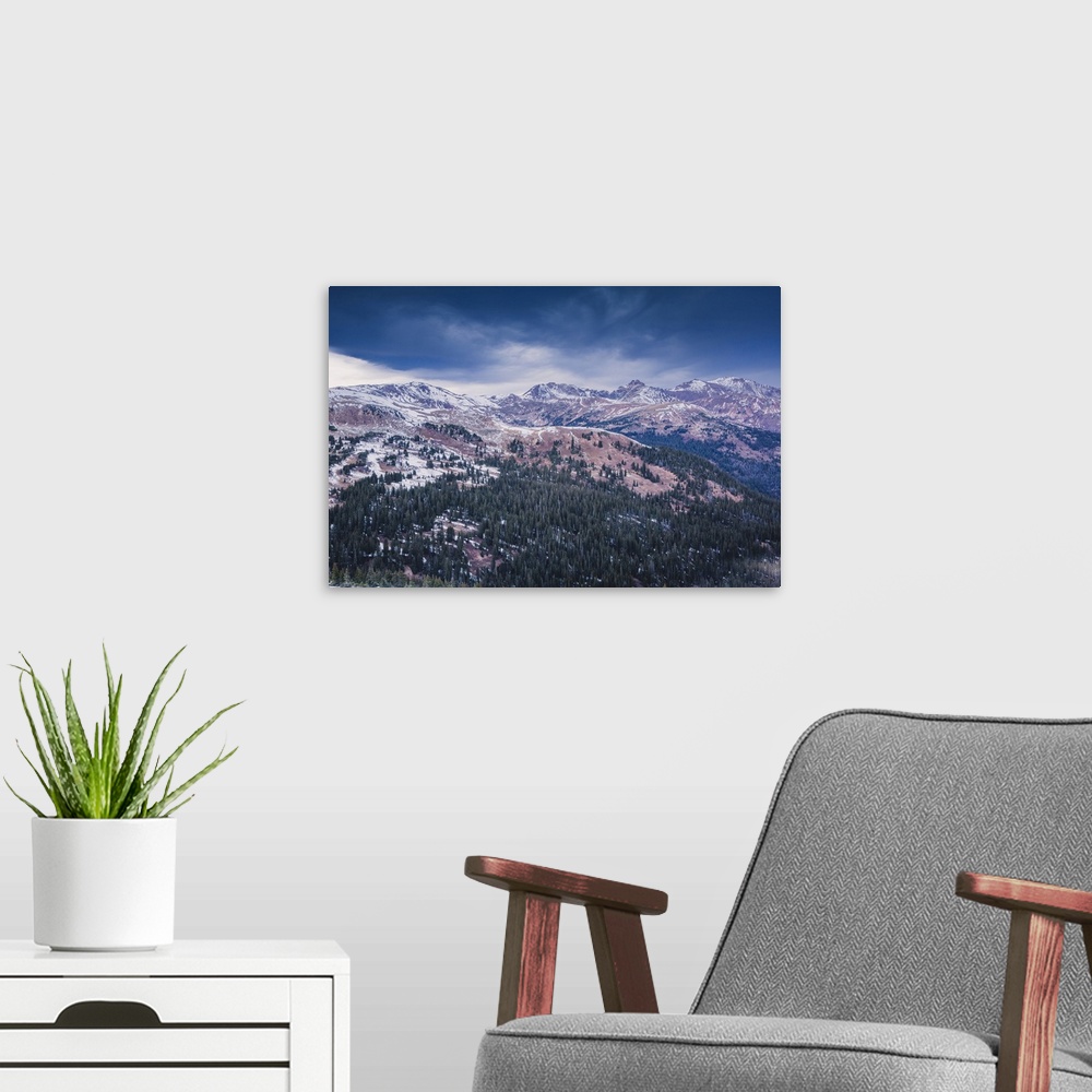 A modern room featuring Loveland Pass, a high mountain pass in the Rocky Mountains, Colorado.