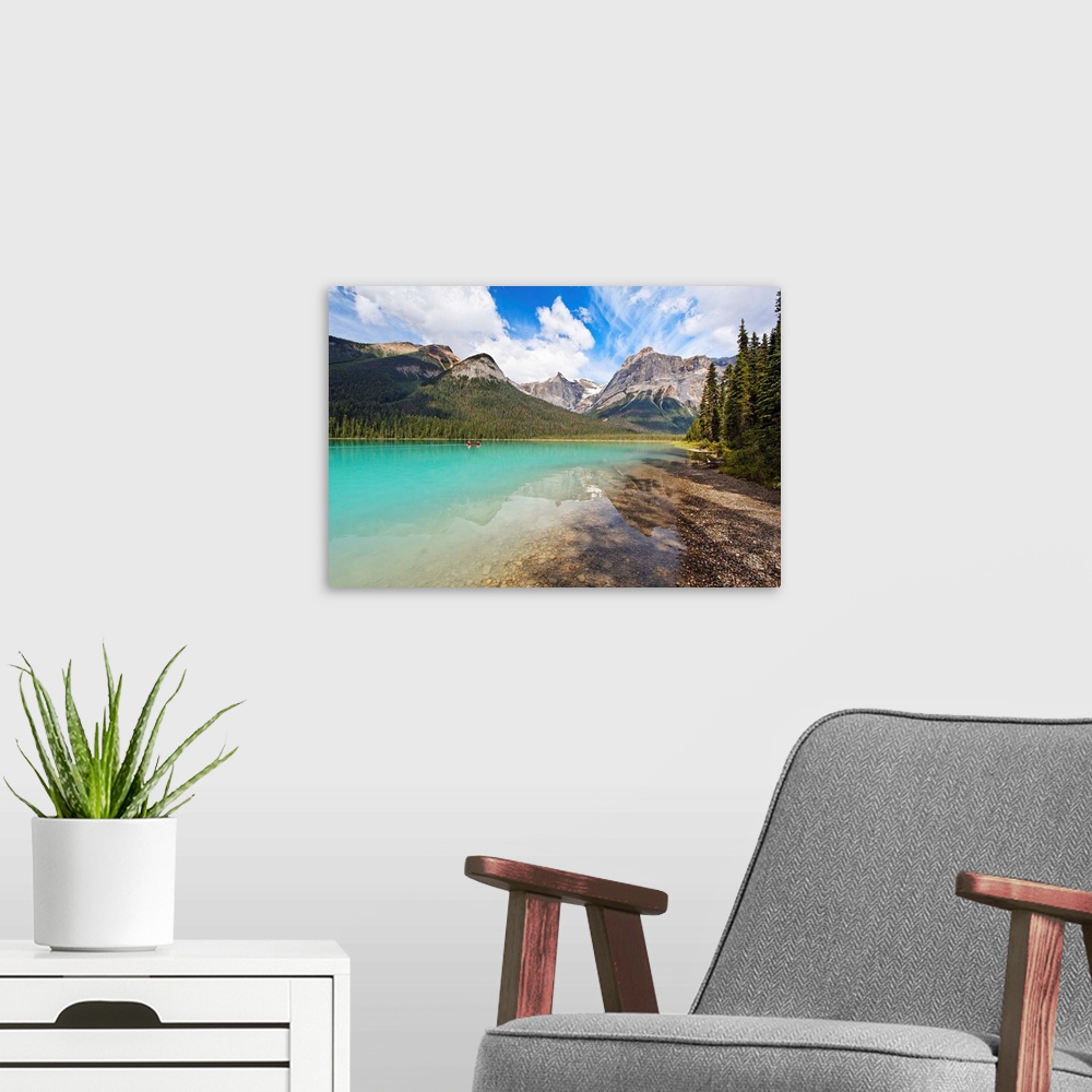 A modern room featuring Low Angle View of Emerald Lake, British Columbia, Canada