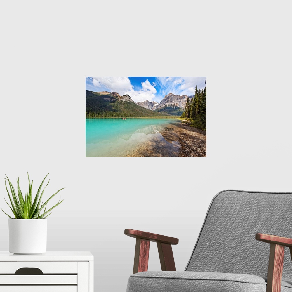 A modern room featuring Low Angle View of Emerald Lake, British Columbia, Canada