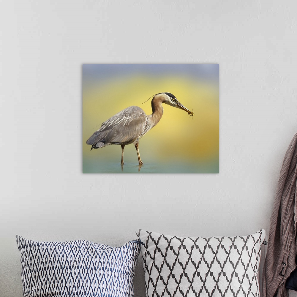 A bohemian room featuring Creative heron scene