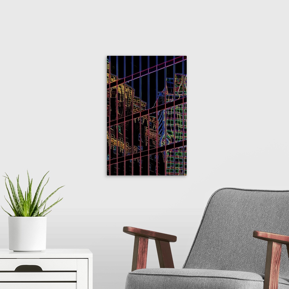A modern room featuring Neon City