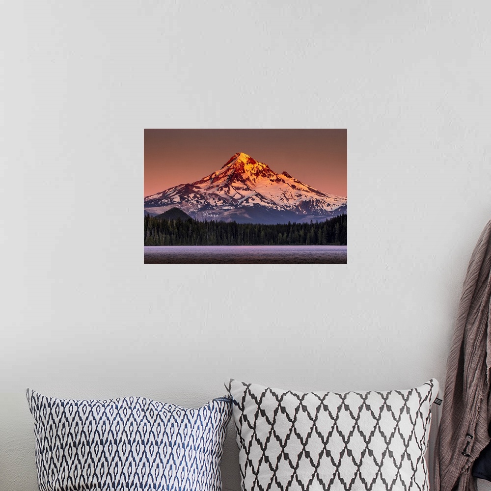 A bohemian room featuring Sunset over Mount Hood, Oregon, USA