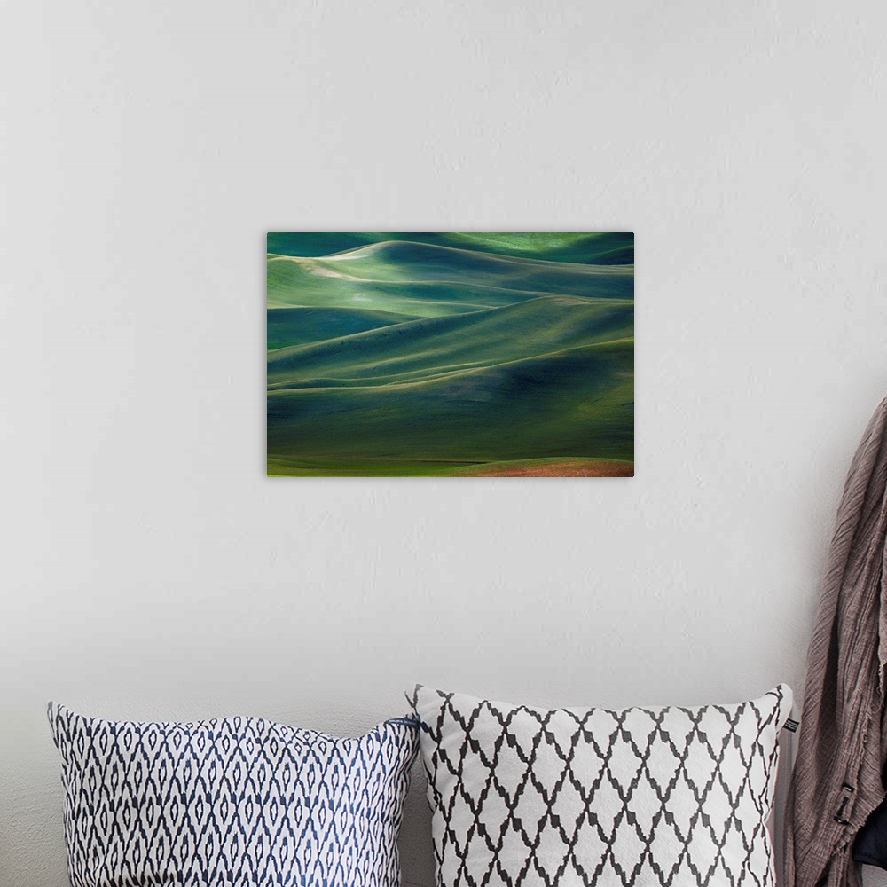 A bohemian room featuring Almost abstract view of the verdant hills of Palouse, Washington.