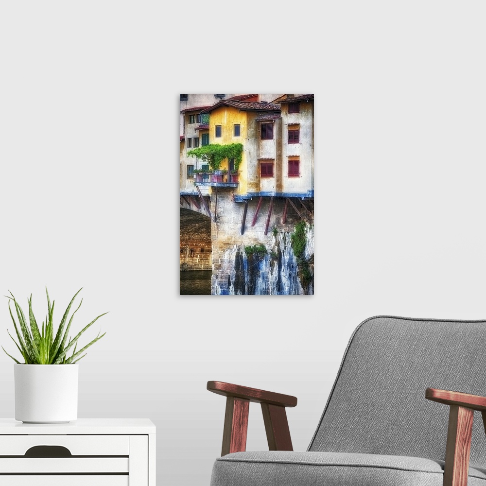 A modern room featuring House with a Small Balcony, Ponte Vecchio, Florence, Tuscany, It