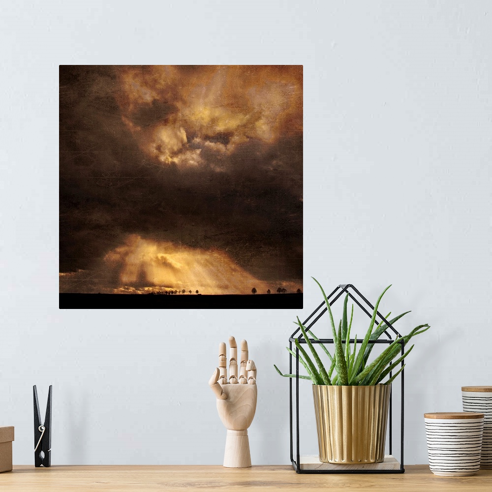 A bohemian room featuring Big clouds and rays of light