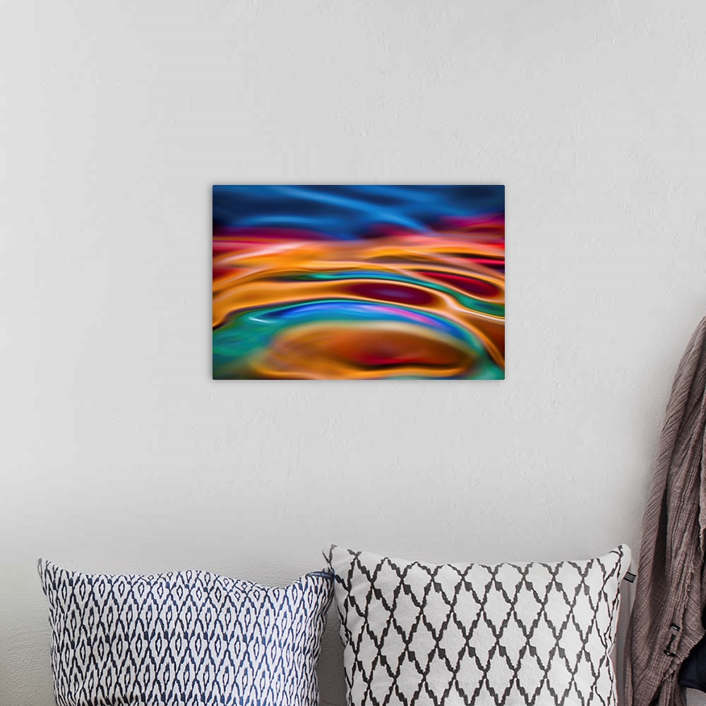 A bohemian room featuring Abstract interpretation of the colorful springs in Yellowstone National Park