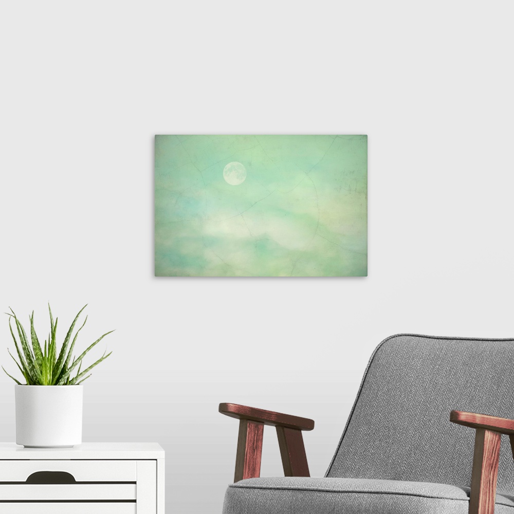 A modern room featuring Moon with a photo texture