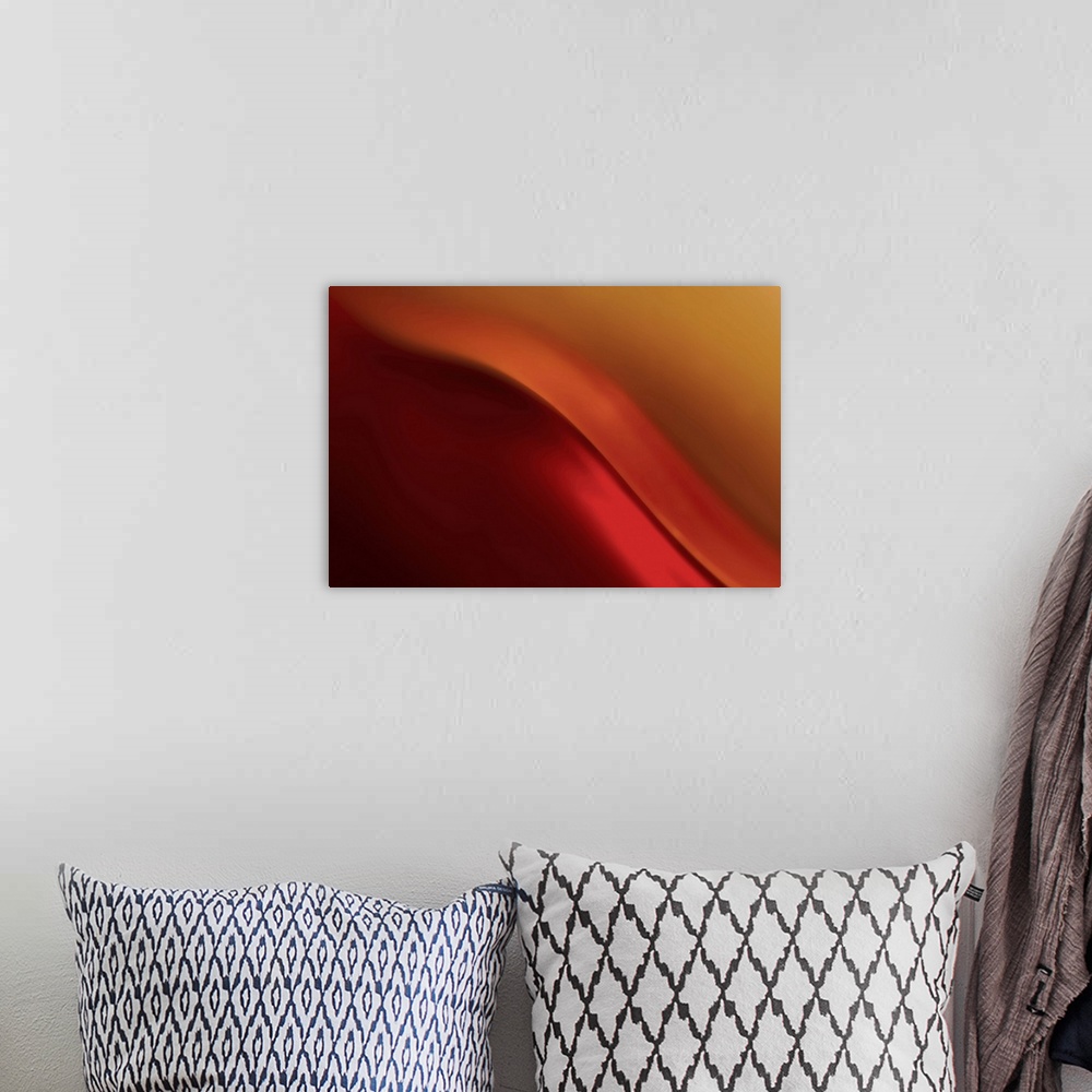 A bohemian room featuring Abstract photograph of a smooth wave of red light.