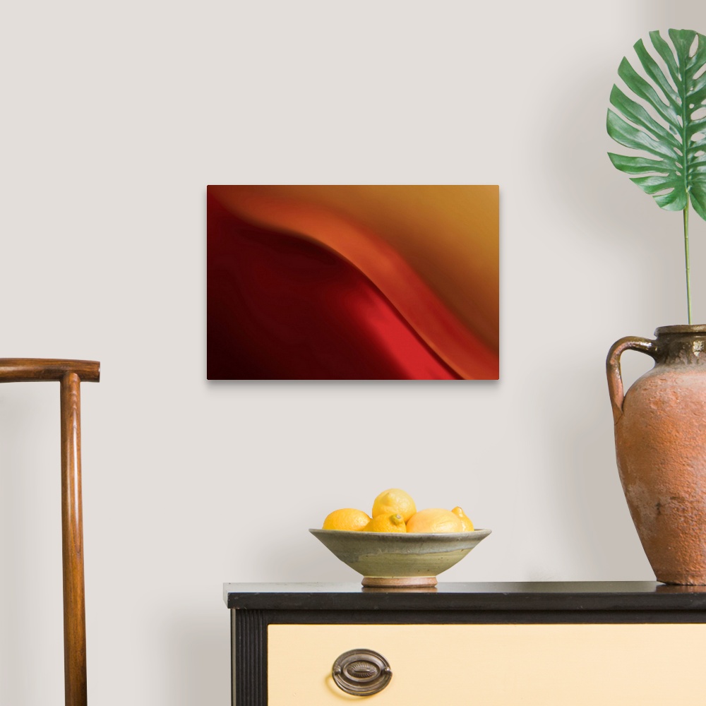 A traditional room featuring Abstract photograph of a smooth wave of red light.