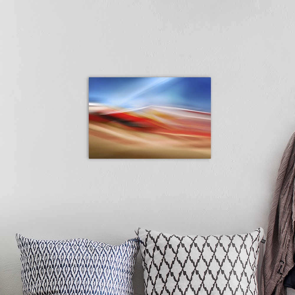 A bohemian room featuring Abstract landscape, image representing Red Mountain, an area in the West Kootenays in British Col...