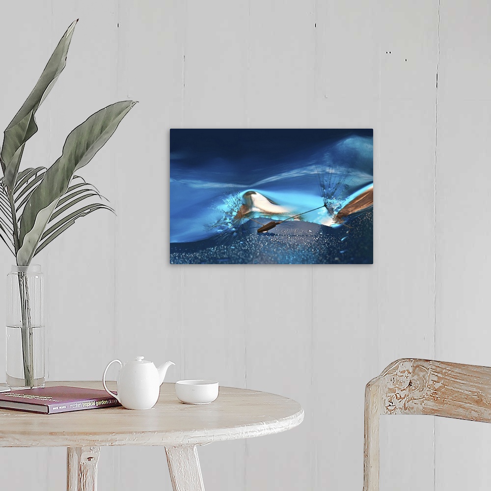 A farmhouse room featuring A macro photograph of an abstracted landscape.