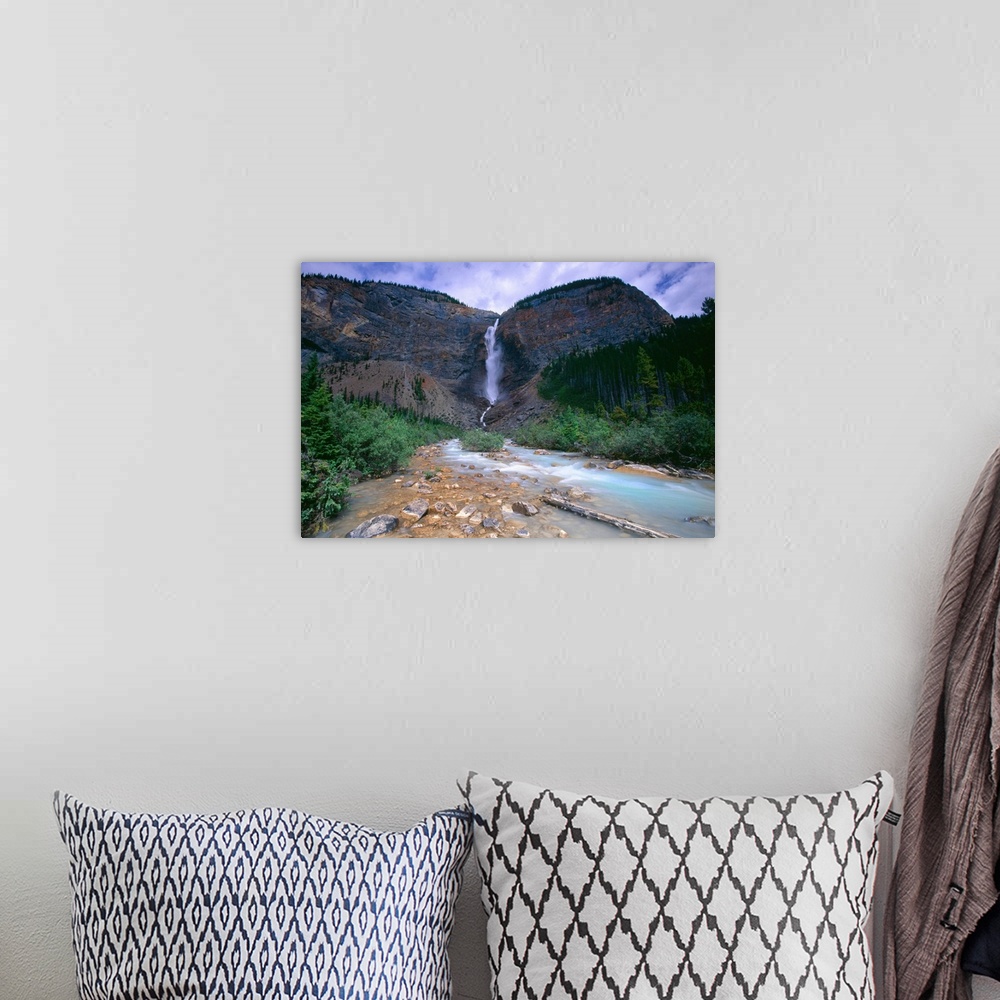 A bohemian room featuring Low Angle View of a Waterfall, Takkakaw Falls, Yoho National Park, British Columbia, Canada