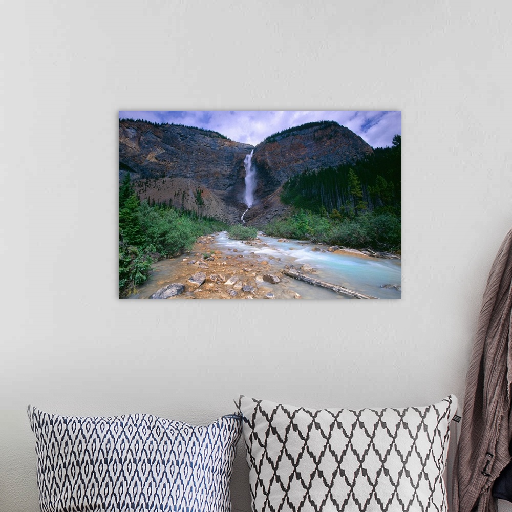 A bohemian room featuring Low Angle View of a Waterfall, Takkakaw Falls, Yoho National Park, British Columbia, Canada
