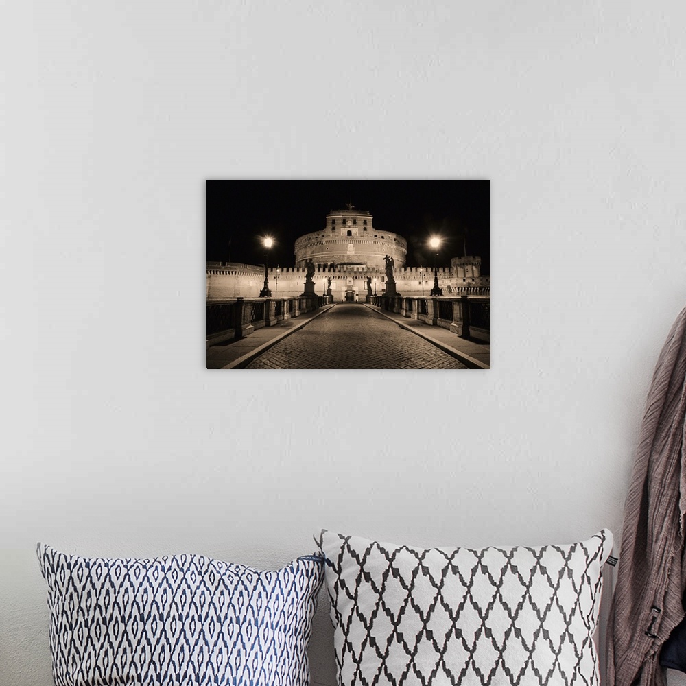 A bohemian room featuring Low Angle Nighttime View of the Castle of the Holy Angel, Rome