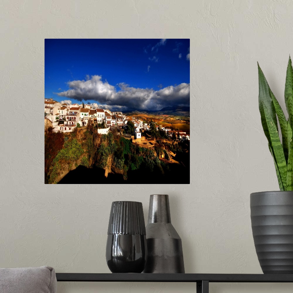 A modern room featuring View of the city of Ronda in Spain