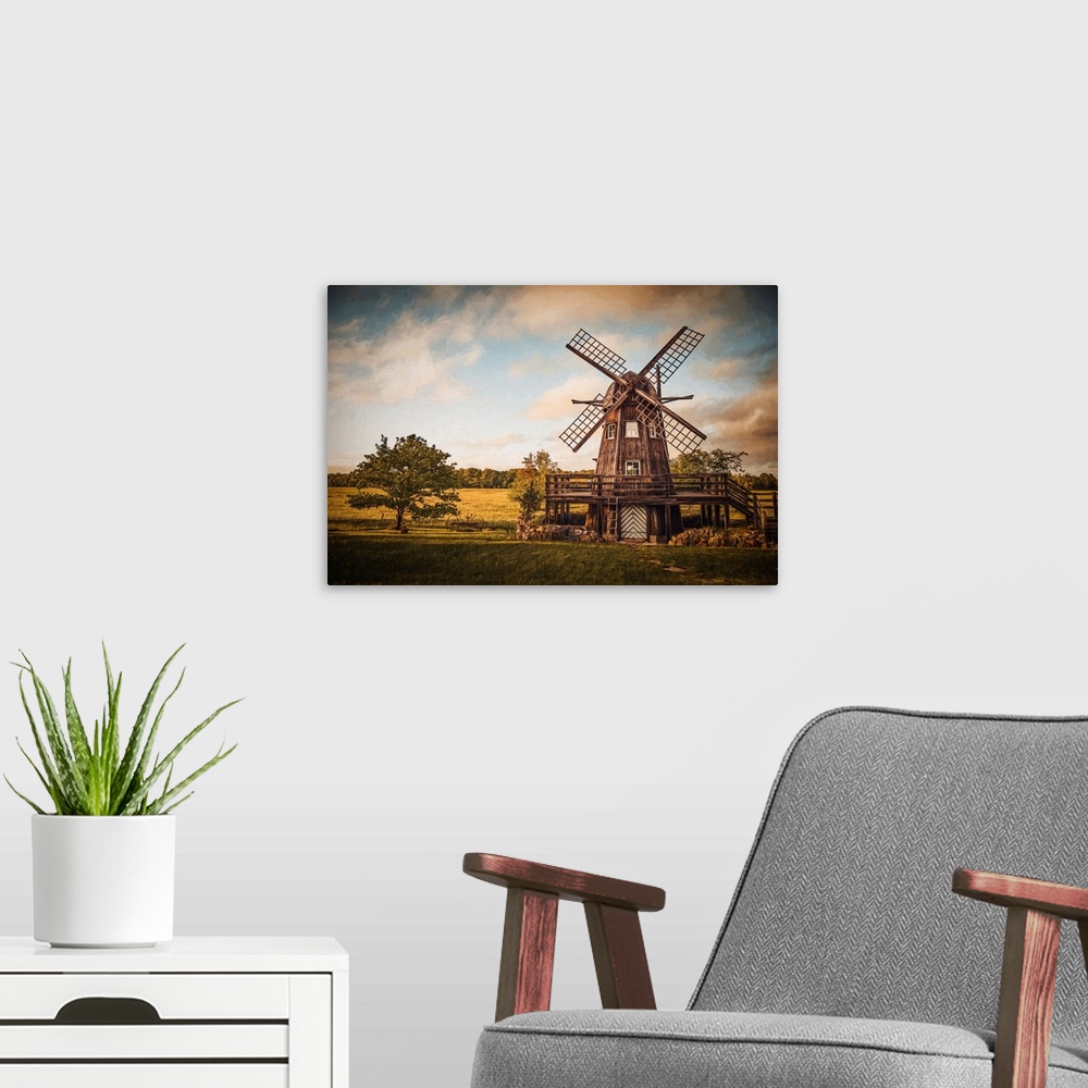 A modern room featuring Old windmill in nature