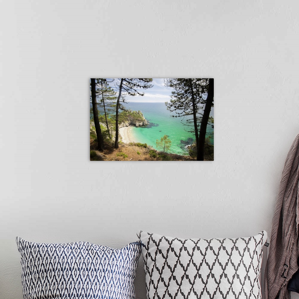 A bohemian room featuring Crozon island in Brittany, west of France, square shot of Saint Hernot beach.