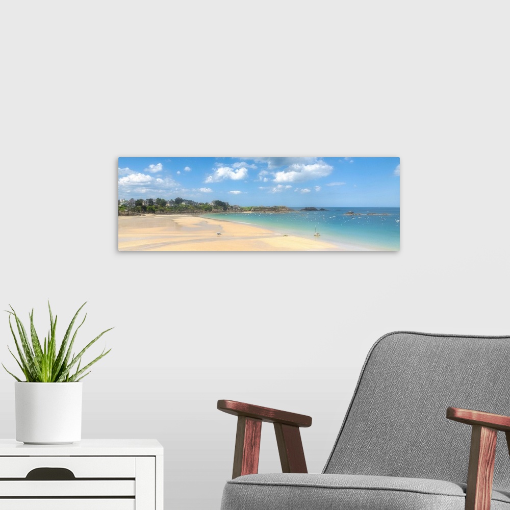 A modern room featuring Sandy beach in Northern France near St. Lunaire in Brittany.