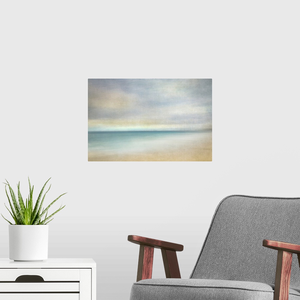 A modern room featuring Abstract beach scene.