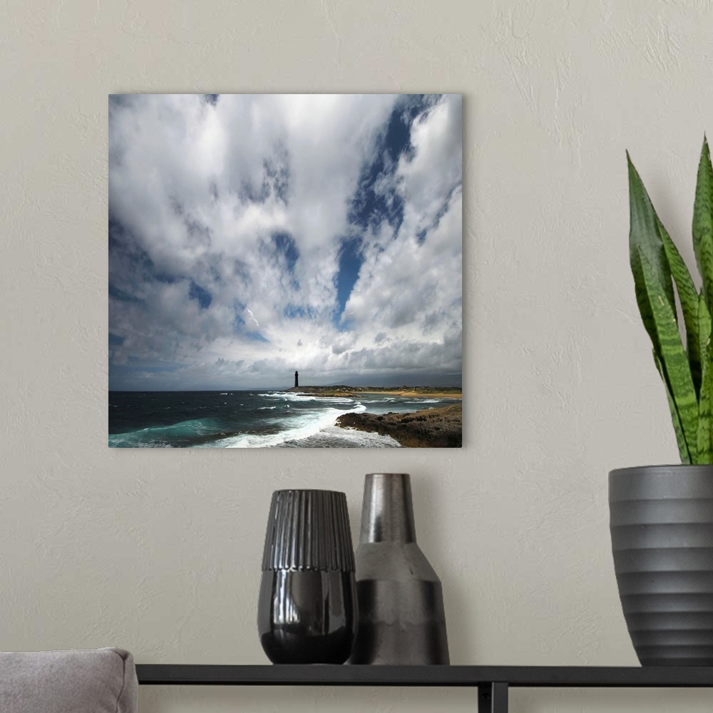 A modern room featuring Seaside with a big cloudy sky