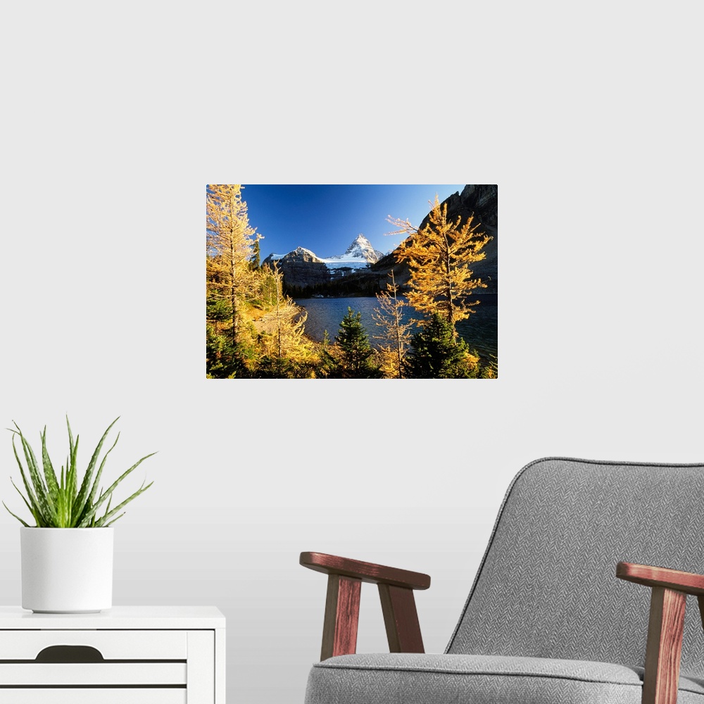 A modern room featuring Mount Assiniboine, Mount Assiniboine Provincial Park, British Columbia, Canada