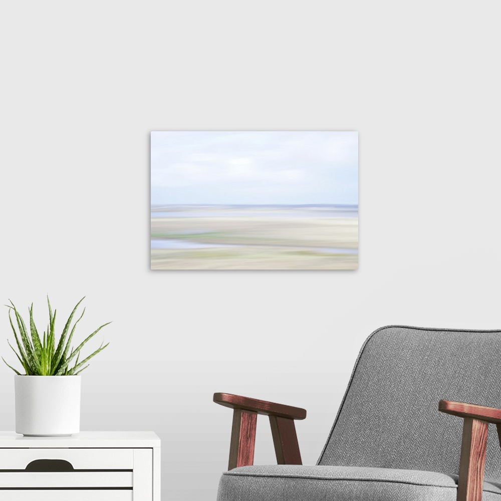A modern room featuring Southern winds soften the colors of the marshes in this nature reserve.