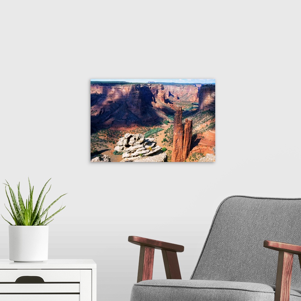 A modern room featuring High angle view of Canyon Dechelly at Spider Rock, Arizona.