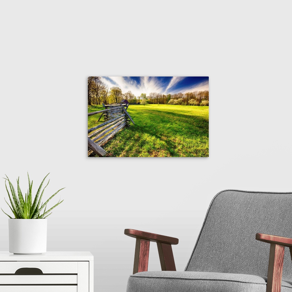 A modern room featuring Spring Scenic View of the Historic Wick Farm, Jockey Hollow State Park, Morristown, New Jersey