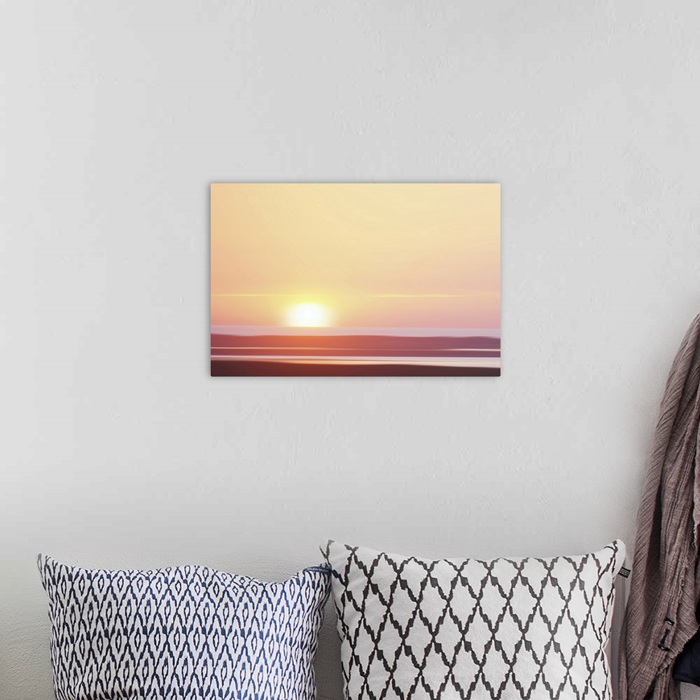 A bohemian room featuring Summer sunset above the North Sea