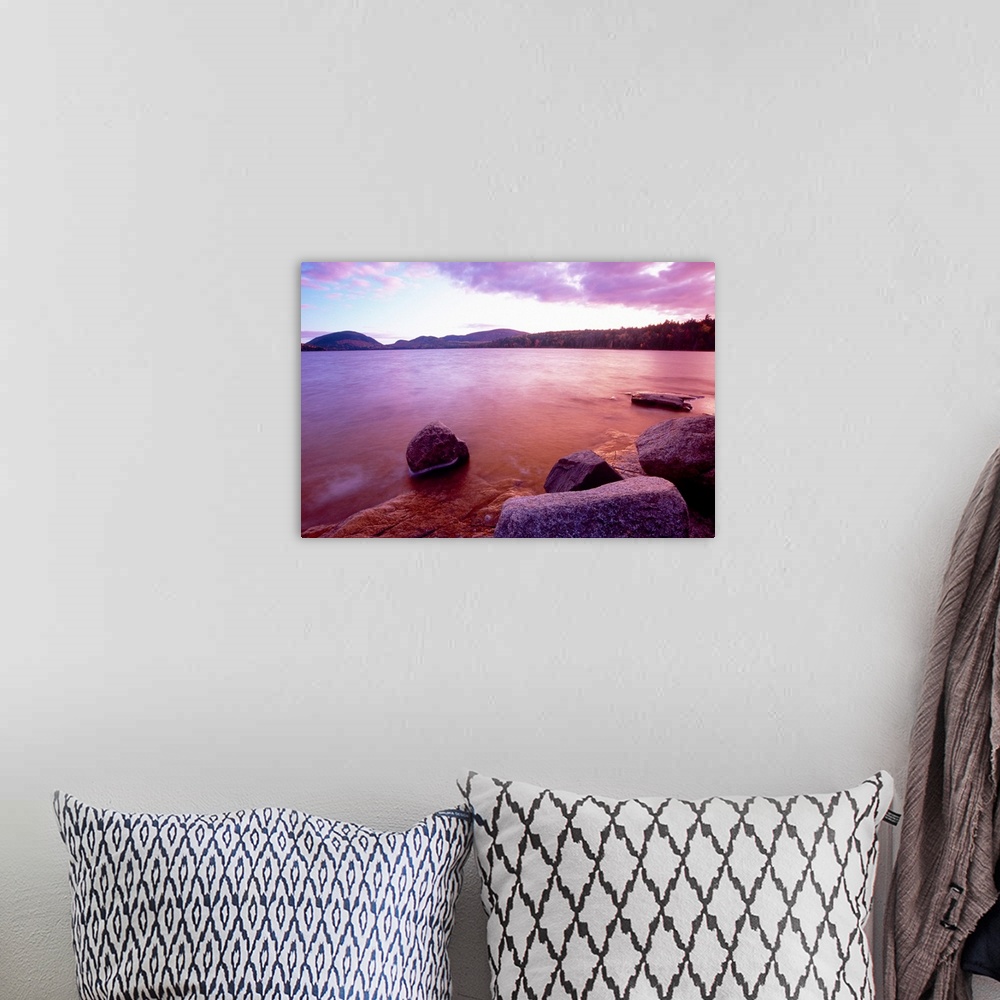 A bohemian room featuring Sunset Afterglow, Eagle Lake, Mt Desert Island, Acadia National Park, Maine
