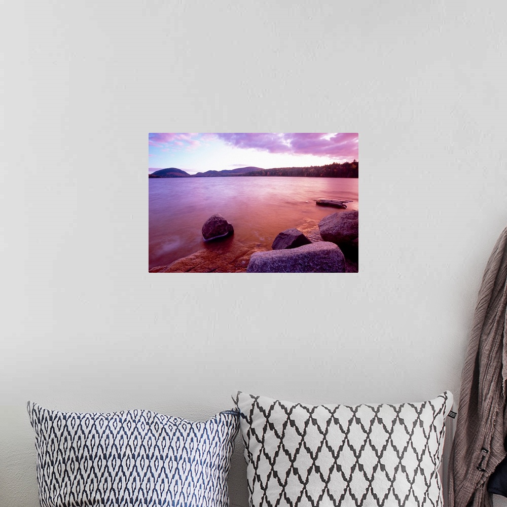 A bohemian room featuring Sunset Afterglow, Eagle Lake, Mt Desert Island, Acadia National Park, Maine